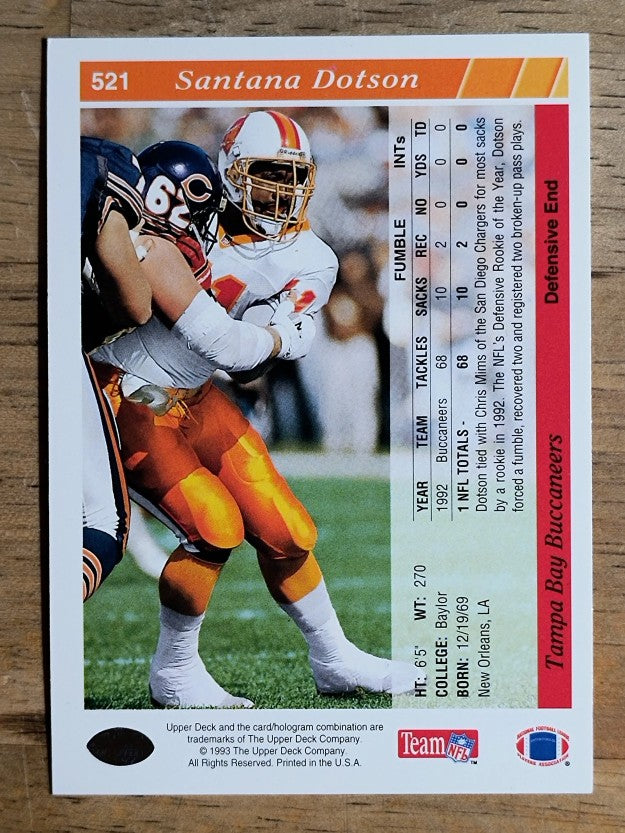 1993 Upper Deck #521 Santana Dotson