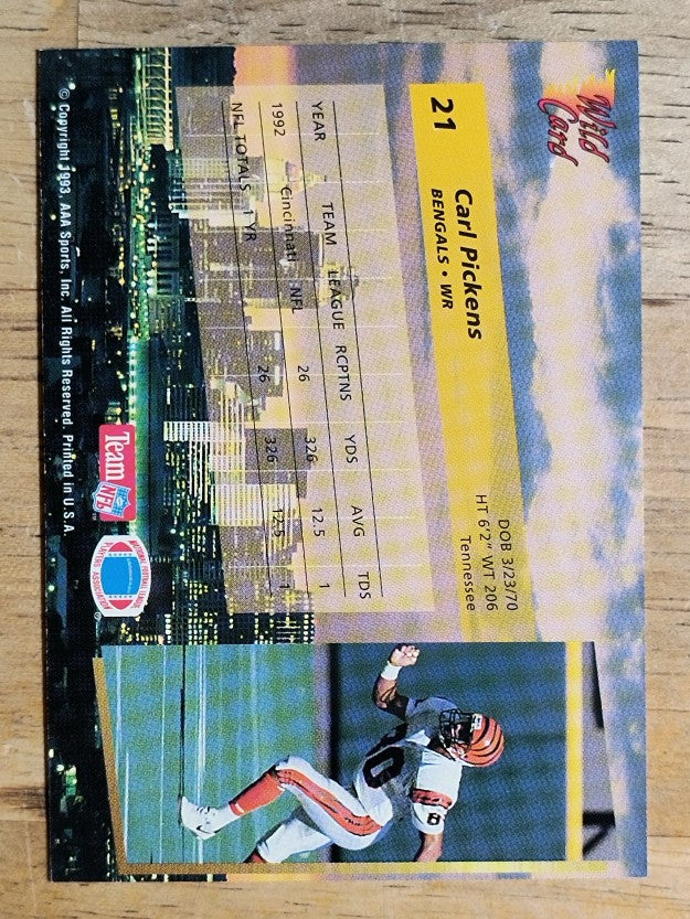 1993 Wild Card #21 Carl Pickens