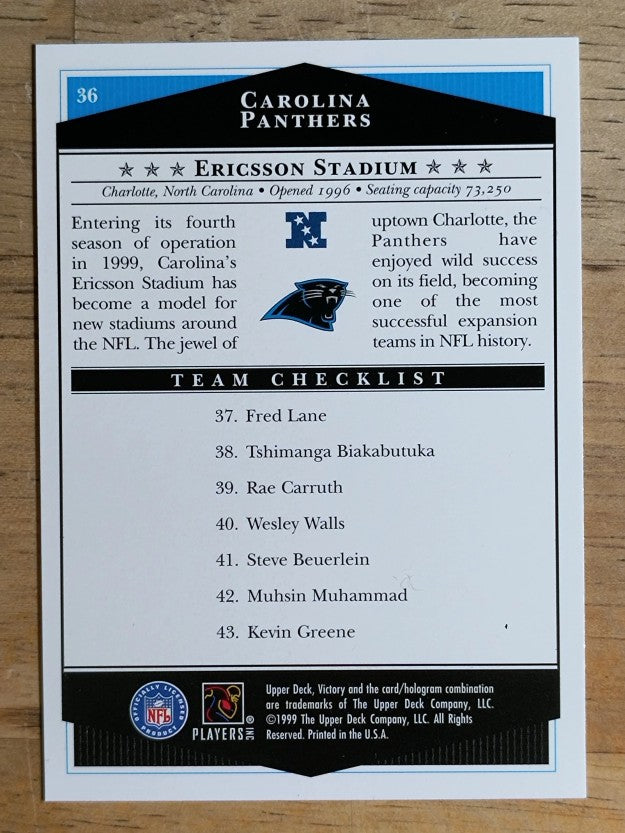 1999 Upper Deck Victory #36 Carolina Panthers CL