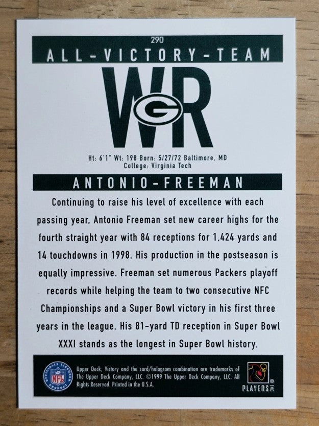 1999 Upper Deck Victory #290 Antonio Freeman AV