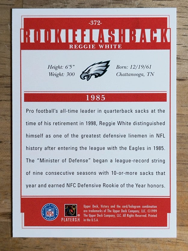 1999 Upper Deck Victory #372 Reggie White RF
