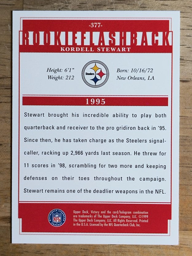 1999 Upper Deck Victory #377 Kordell Stewart RF