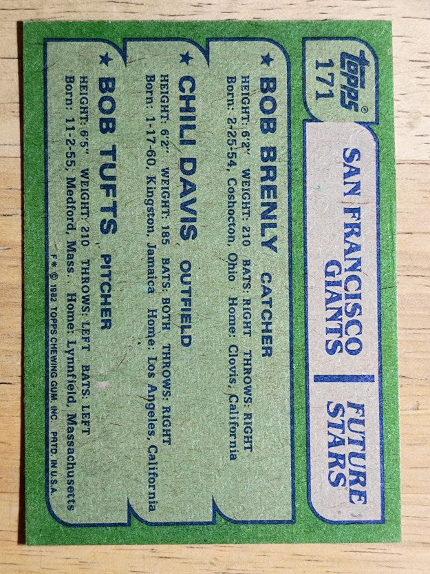 1982 Topps #171 Bob Brenly RC/Chili Davis RC/Bob Tufts RC