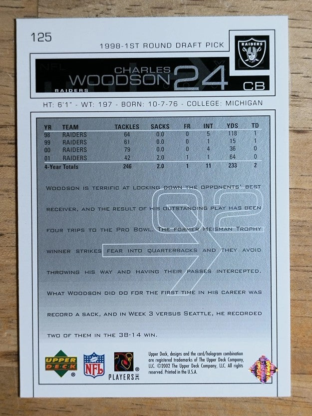 2002 Upper Deck #125 Charles Woodson