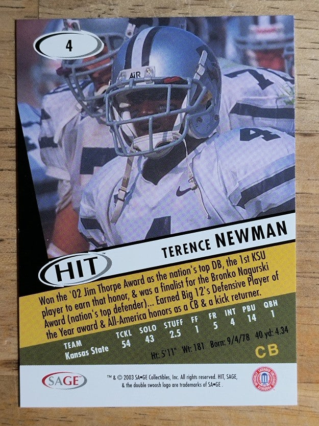 2003 SAGE HIT #4 Terence Newman