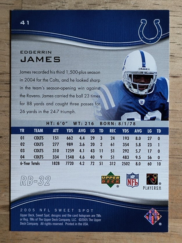 2005 Sweet Spot #41 Edgerrin James