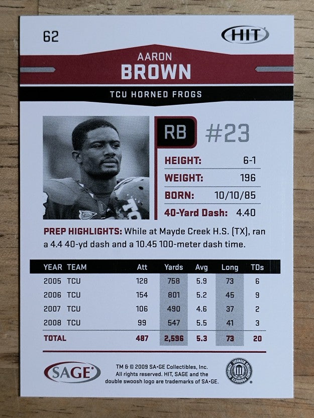 2009 SAGE HIT #62 Aaron Brown