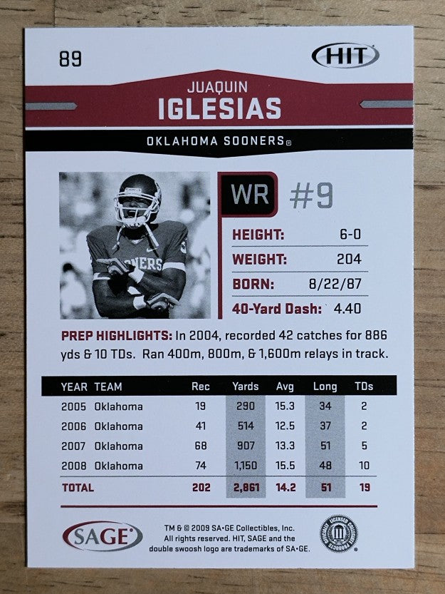 2009 SAGE HIT #89 Juaquin Iglesias