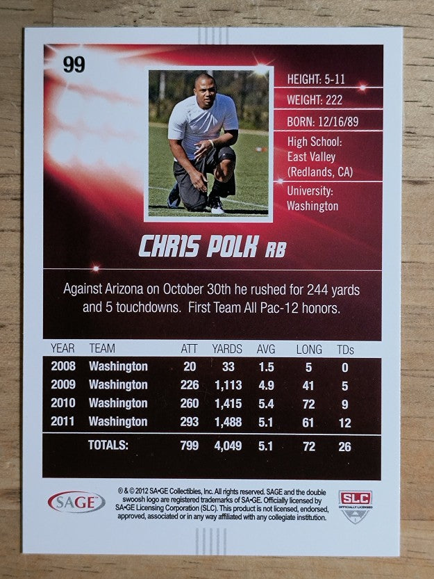 2012 SAGE HIT #99 Chris Polk