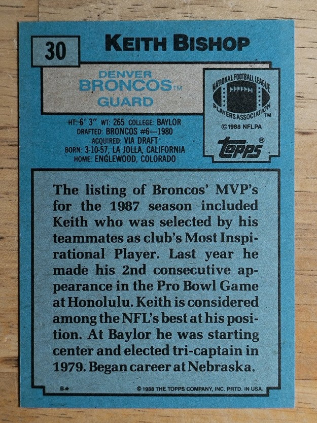 1988 Topps #30 Keith Bishop