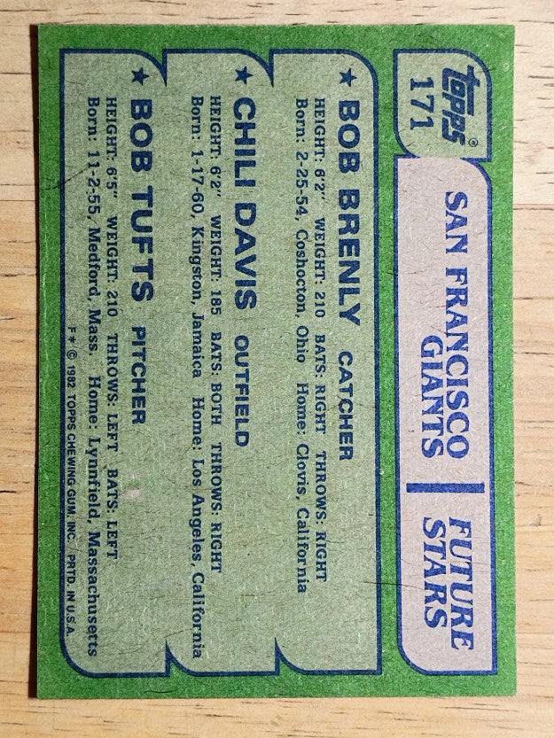 1982 Topps #171 Bob Brenly RC/Chili Davis RC/Bob Tufts RC