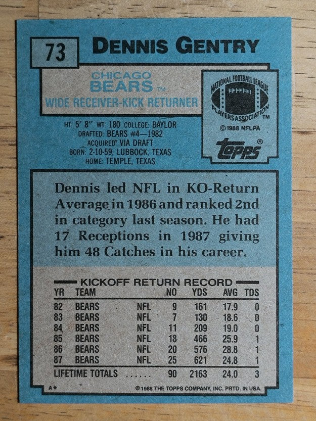1988 Topps #73 Dennis Gentry
