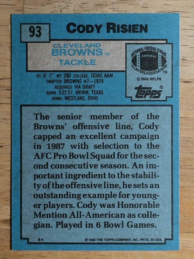 1988 Topps #93 Cody Risien