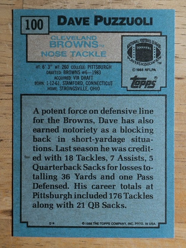 1988 Topps #100 Dave Puzzuoli