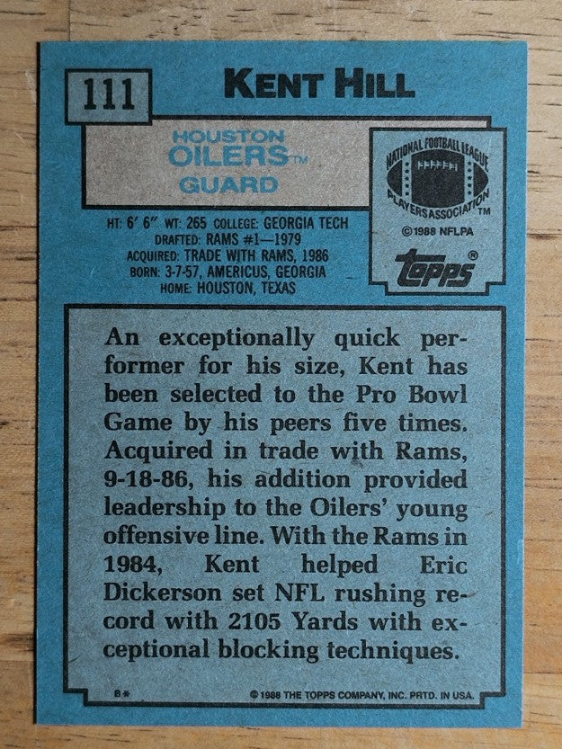 1988 Topps #111 Kent Hill