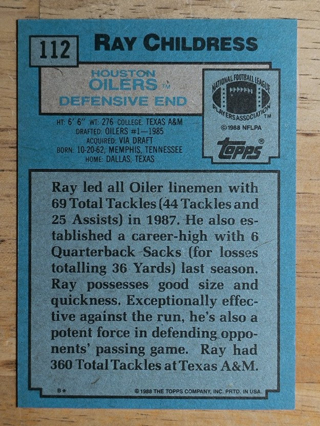 1988 Topps #112 Ray Childress