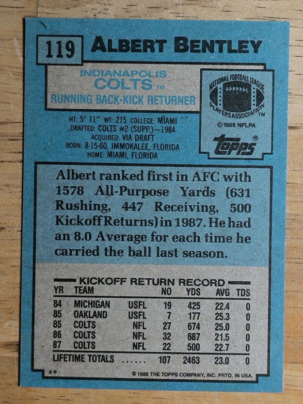 1988 Topps #119 Albert Bentley