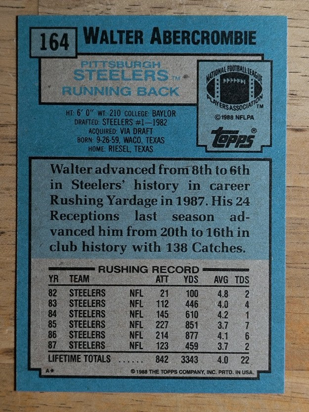 1988 Topps #164 Walter Abercrombie