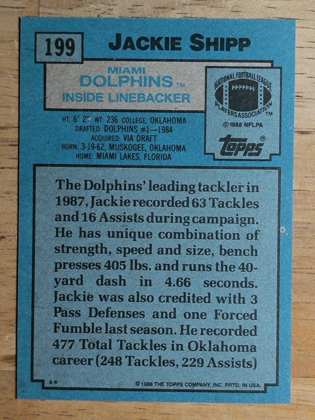 1988 Topps #199 Jackie Shipp RC