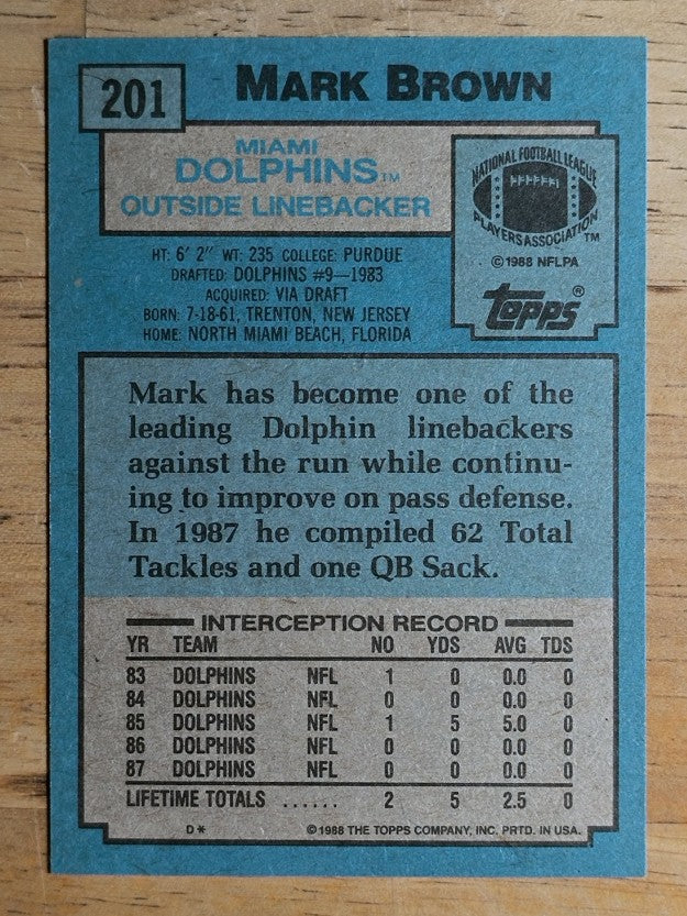 1988 Topps #201 Mark Brown
