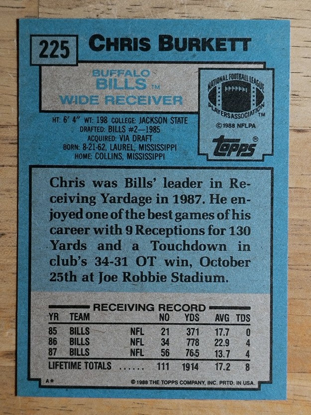 1988 Topps #225 Chris Burkett RC