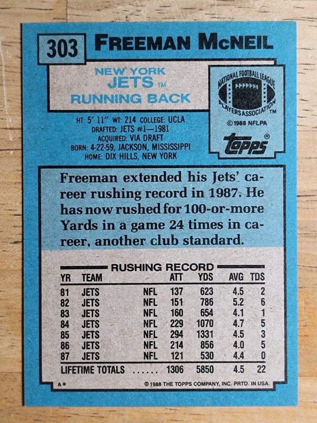 1988 Topps #303 Freeman McNeil