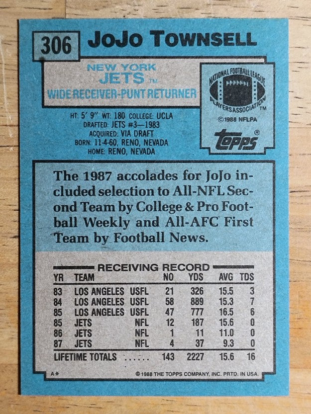 1988 Topps #306 Jo Jo Townsell RC