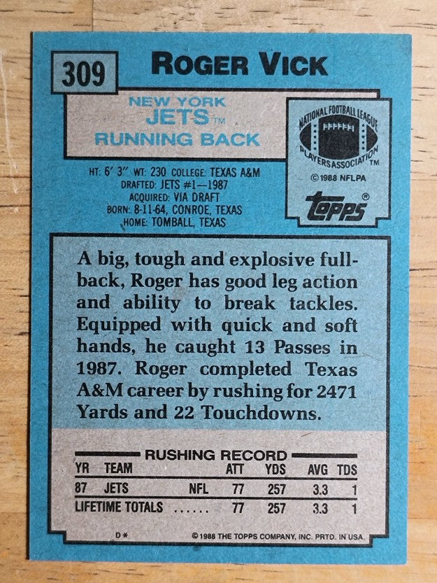 1988 Topps #309 Roger Vick