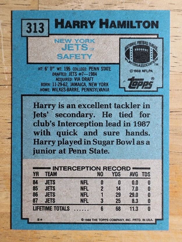 1988 Topps #313 Harry Hamilton