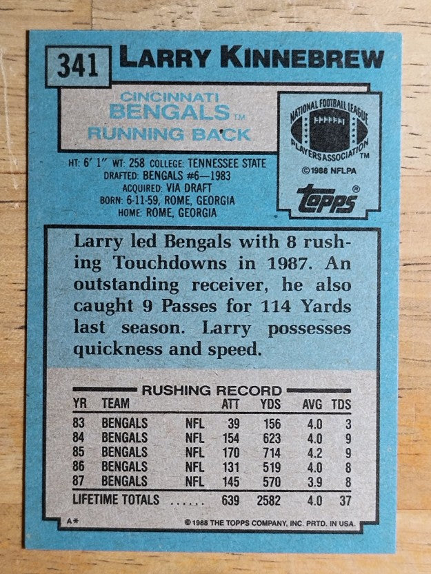 1988 Topps #341 Larry Kinnebrew