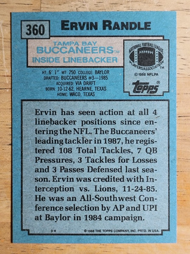 1988 Topps #360 Ervin Randle