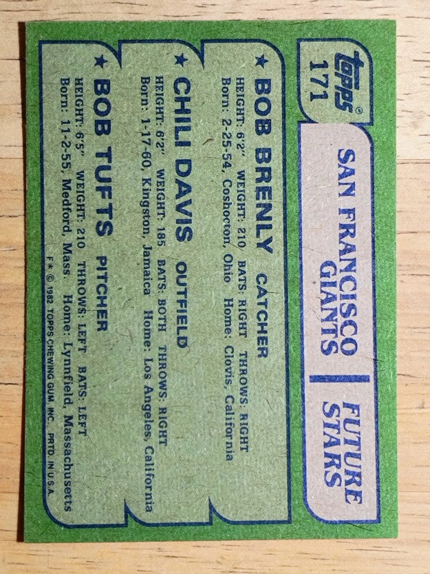 1982 Topps #171 Bob Brenly RC/Chili Davis RC/Bob Tufts RC