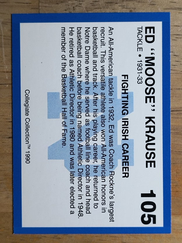 1990 Notre Dame 200 #105 Moose Krause