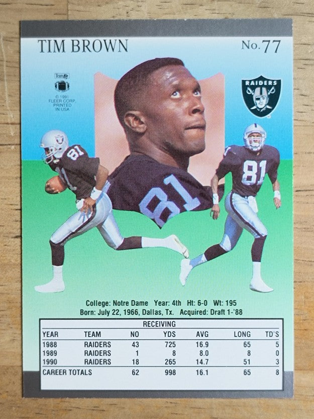 1991 Ultra #77 Tim Brown