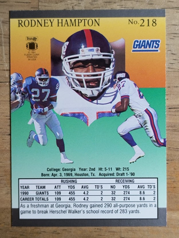 1991 Ultra #218 Rodney Hampton