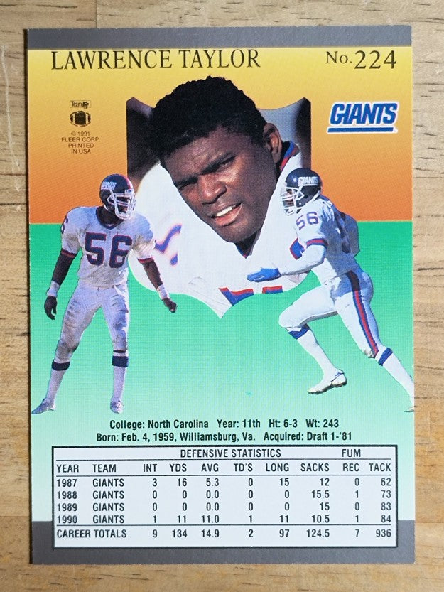 1991 Ultra #224 Lawrence Taylor