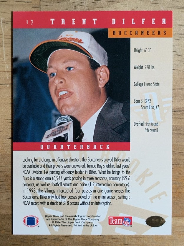 1994 Upper Deck #17 Trent Dilfer RC