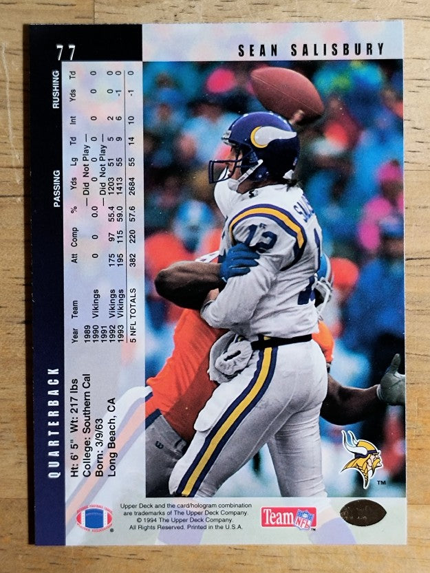 1994 Upper Deck #77 Sean Salisbury
