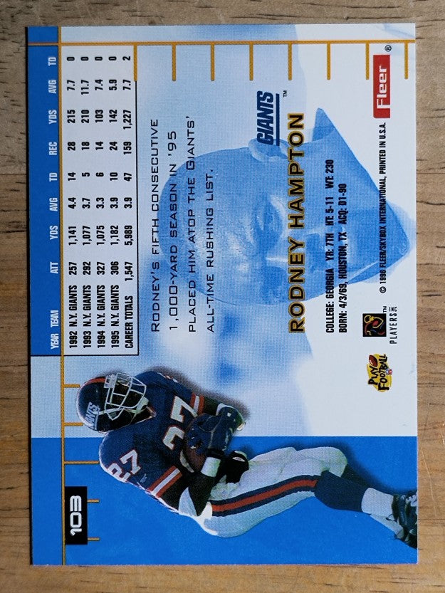 1996 Ultra #103 Rodney Hampton
