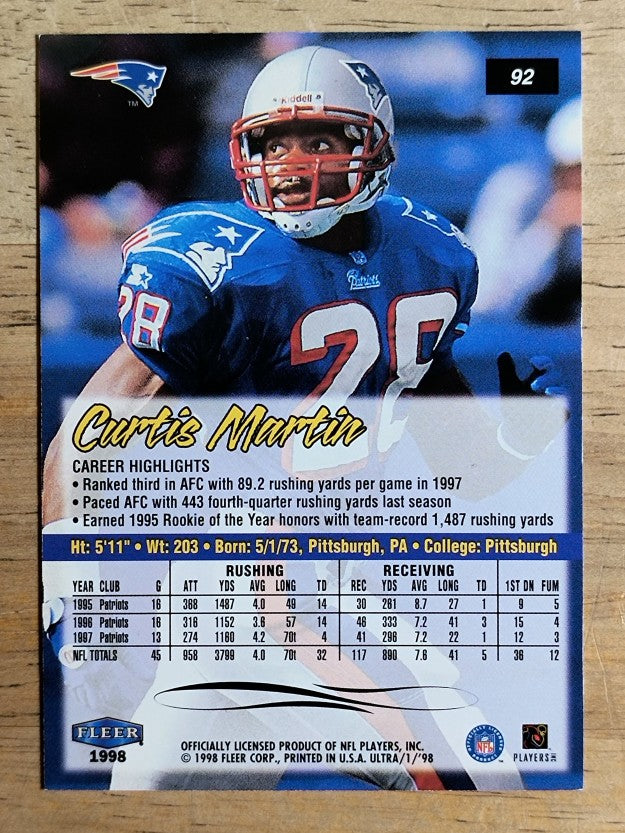 1998 Ultra #92 Curtis Martin