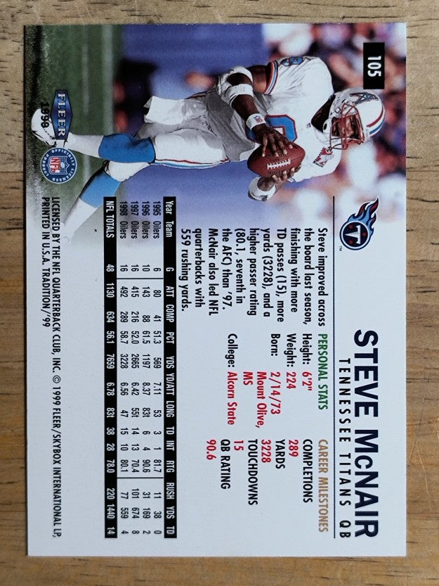 1999 Fleer Tradition #105 Steve McNair