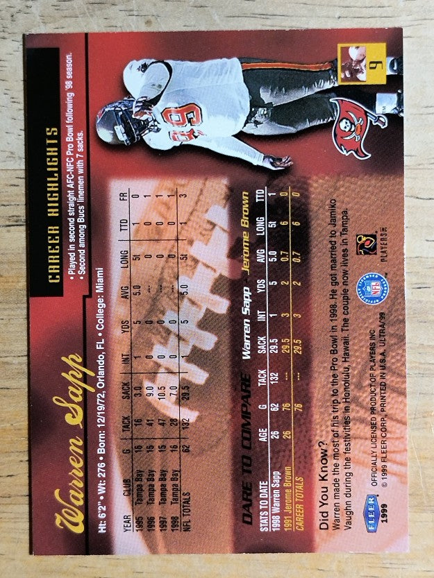 1999 Ultra #9 Warren Sapp