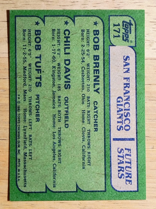1982 Topps #171 Bob Brenly RC/Chili Davis RC/Bob Tufts RC