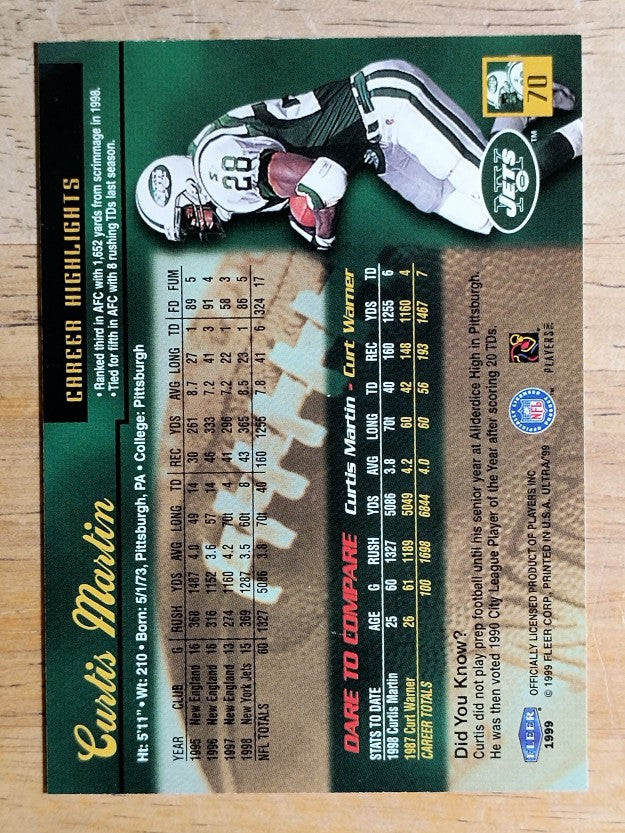 1999 Ultra #70 Curtis Martin