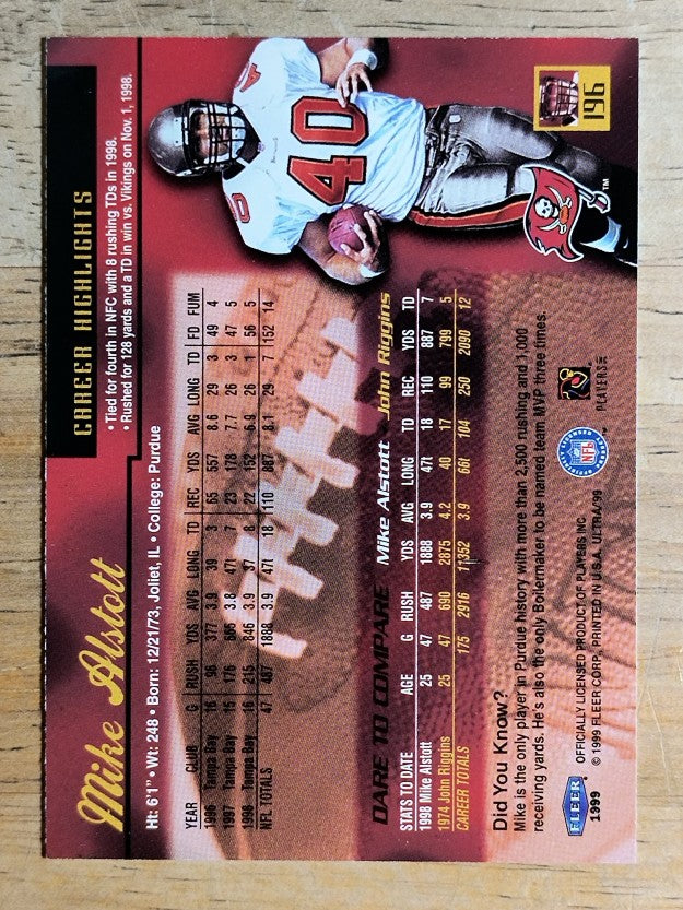 1999 Ultra #196 Mike Alstott