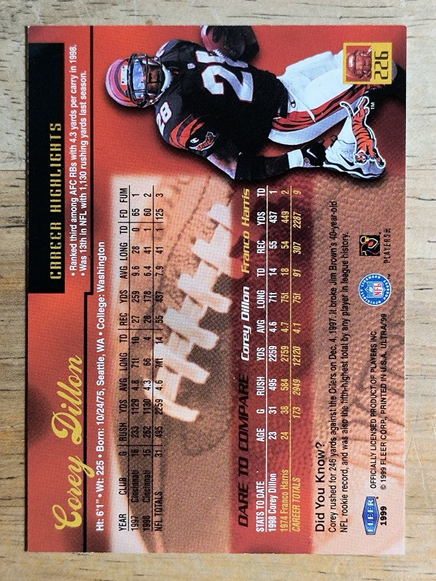 1999 Ultra #226 Corey Dillon