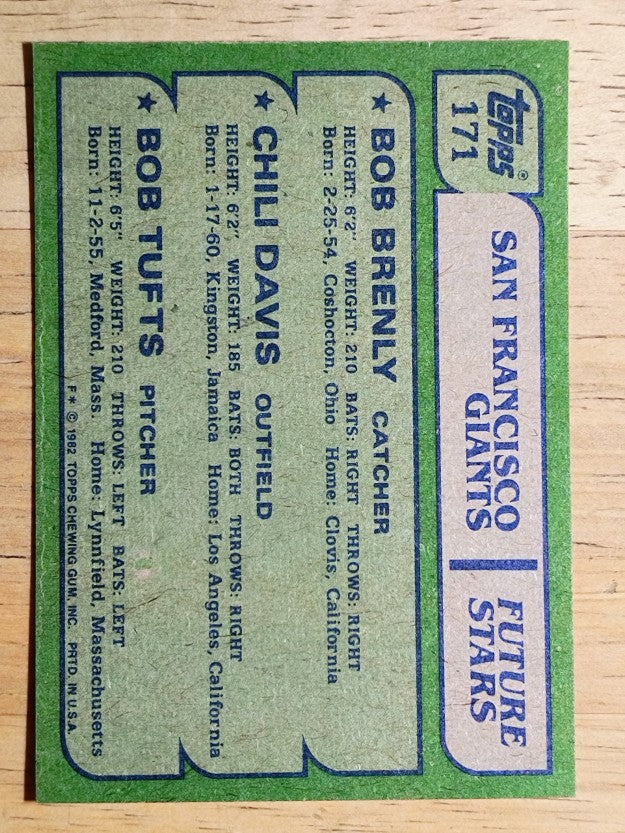 1982 Topps #171 Bob Brenly RC/Chili Davis RC/Bob Tufts RC