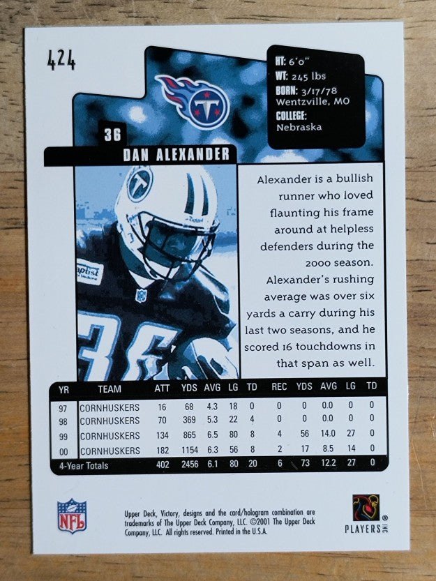 2001 Upper Deck Victory #424 Dan Alexander RC