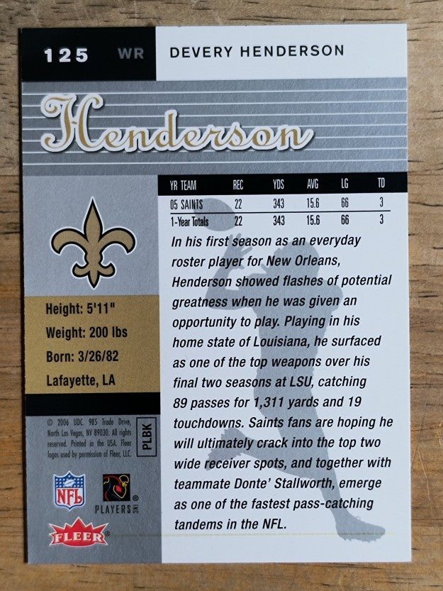 2006 Ultra #125 Devery Henderson