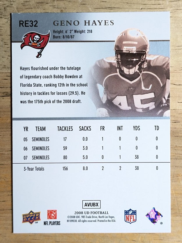 2008 Upper Deck Rookie Exclusives #RE32 Geno Hayes